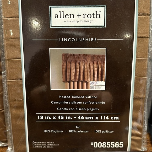 New Allen + Roth Lincolnshire Pleated Tailored Set‎ of 2 Valances - Picture 2 of 3